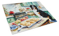 Bernese Mountain Dog Christmas Cookies Cutting Board Tempered Glass Kitchen Cutting Surface, Heat Resistant Chopping, Non-Slip Feet, Food Prep & Serving