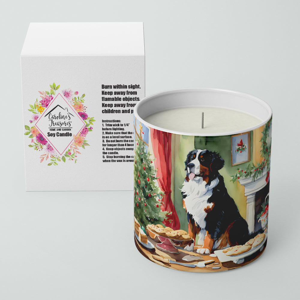 Bernese Mountain Dog Christmas Cookies Decorative Soy Candle Nature Soy Wax Essential Oil Home Decor Ideal for Bedroom Kitchen Bath Office Gift, 10 oz