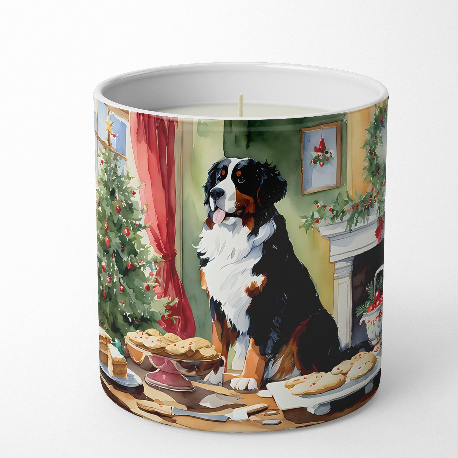 Bernese Mountain Dog Christmas Cookies Decorative Soy Candle Nature Soy Wax Essential Oil Home Decor Ideal for Bedroom Kitchen Bath Office Gift, 10 oz