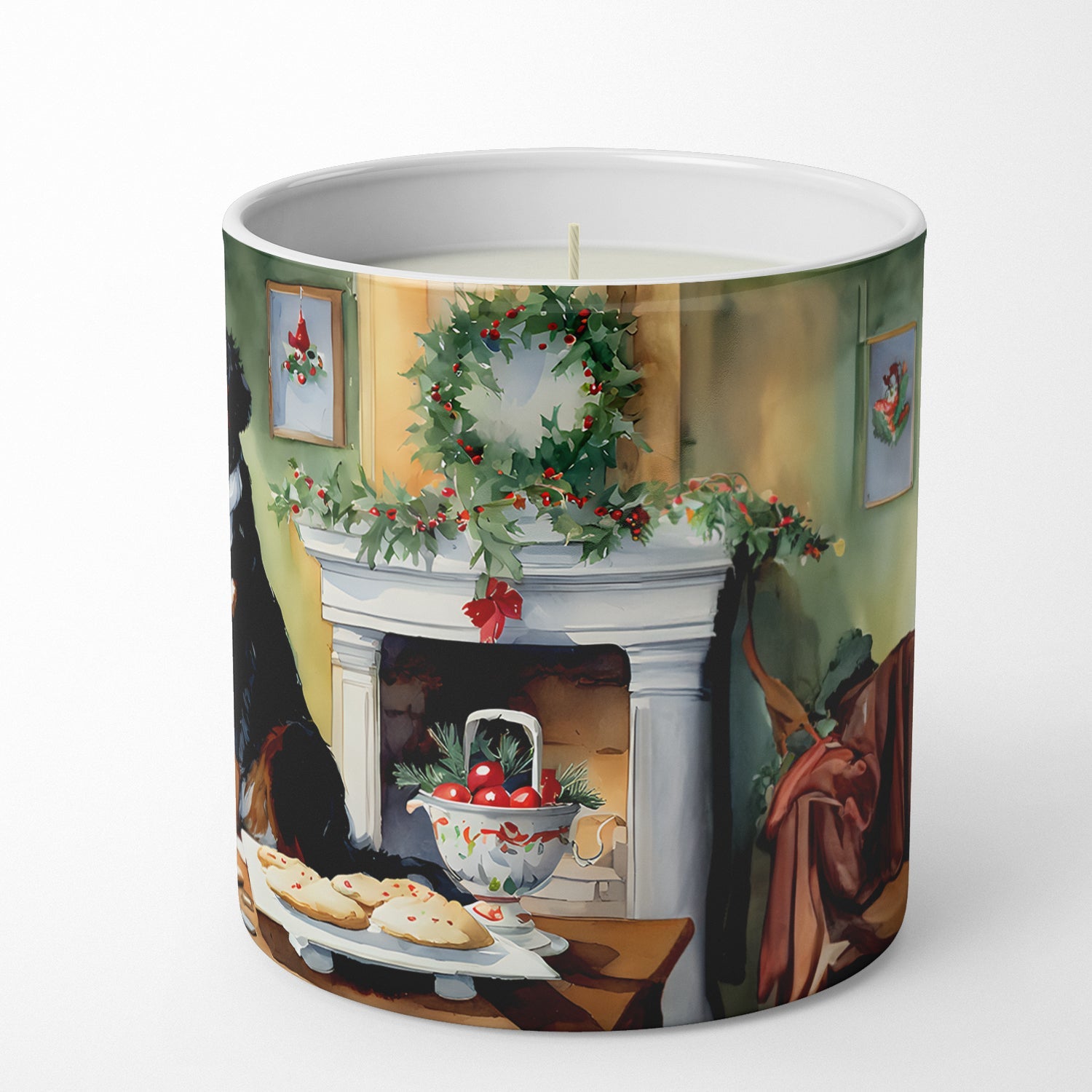 Bernese Mountain Dog Christmas Cookies Decorative Soy Candle Nature Soy Wax Essential Oil Home Decor Ideal for Bedroom Kitchen Bath Office Gift, 10 oz