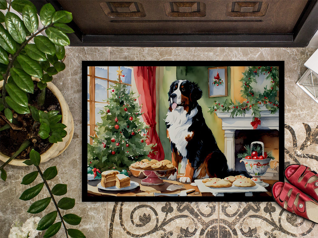 Bernese Mountain Dog Christmas Cookies Doormat Indoor Outdoor 24H X 36W Front Door Mat Rugs for Entryway, Non Slip Washable Low Pile,