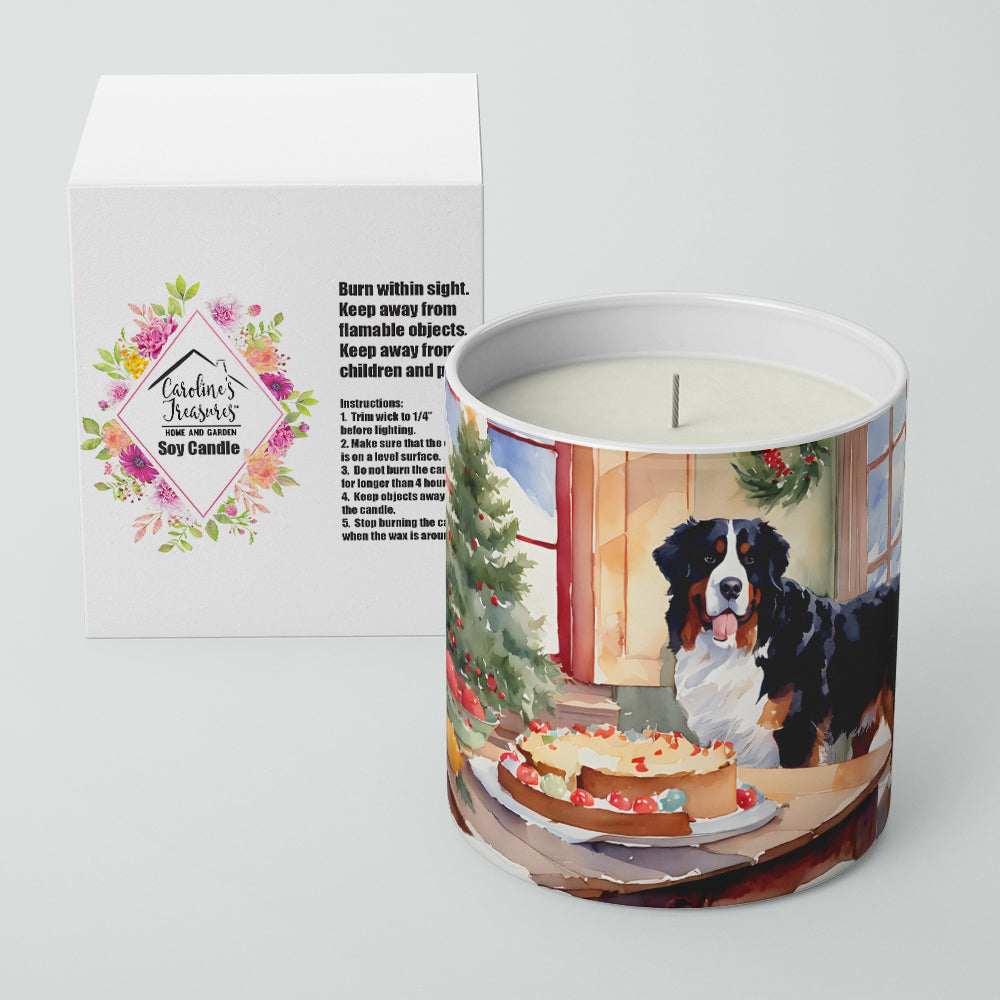 Bernese Mountain Dog Christmas Cookies Decorative Soy Candle Nature Soy Wax Essential Oil Home Decor Ideal for Bedroom Kitchen Bath Office Gift, 10 oz