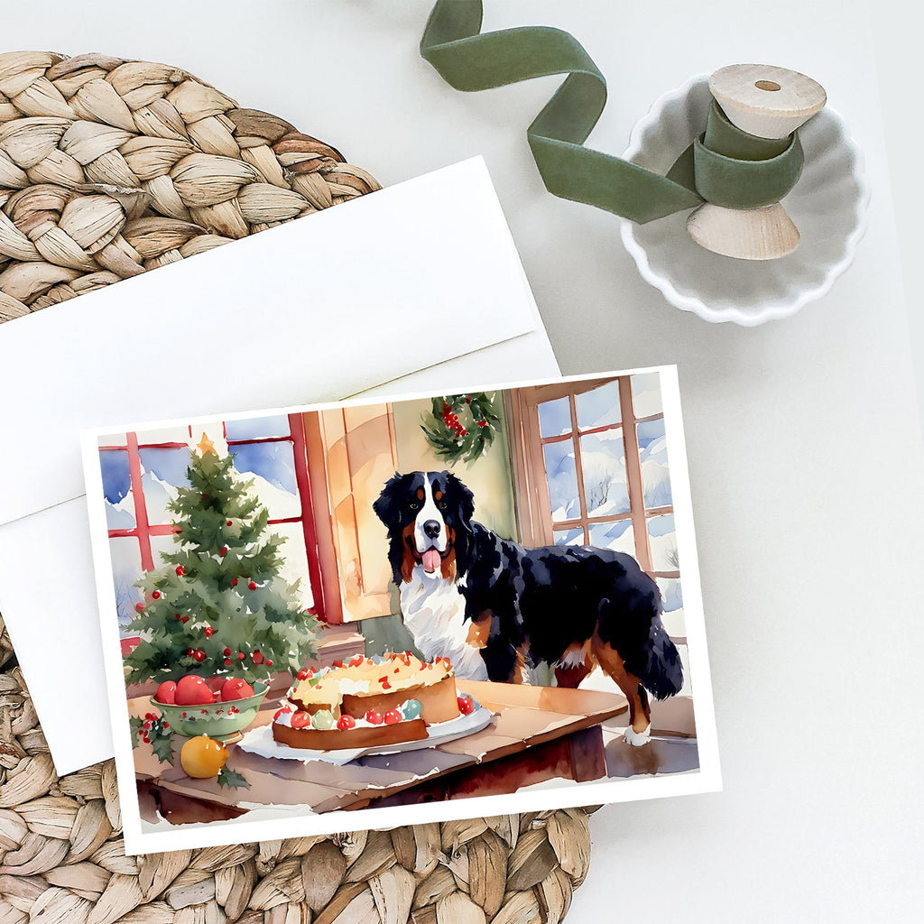 Bernese Mountain Dog Christmas Cookies Greeting Cards Pack of 8 Blank Cards with Envelopes Whimsical A7 Size 5x7