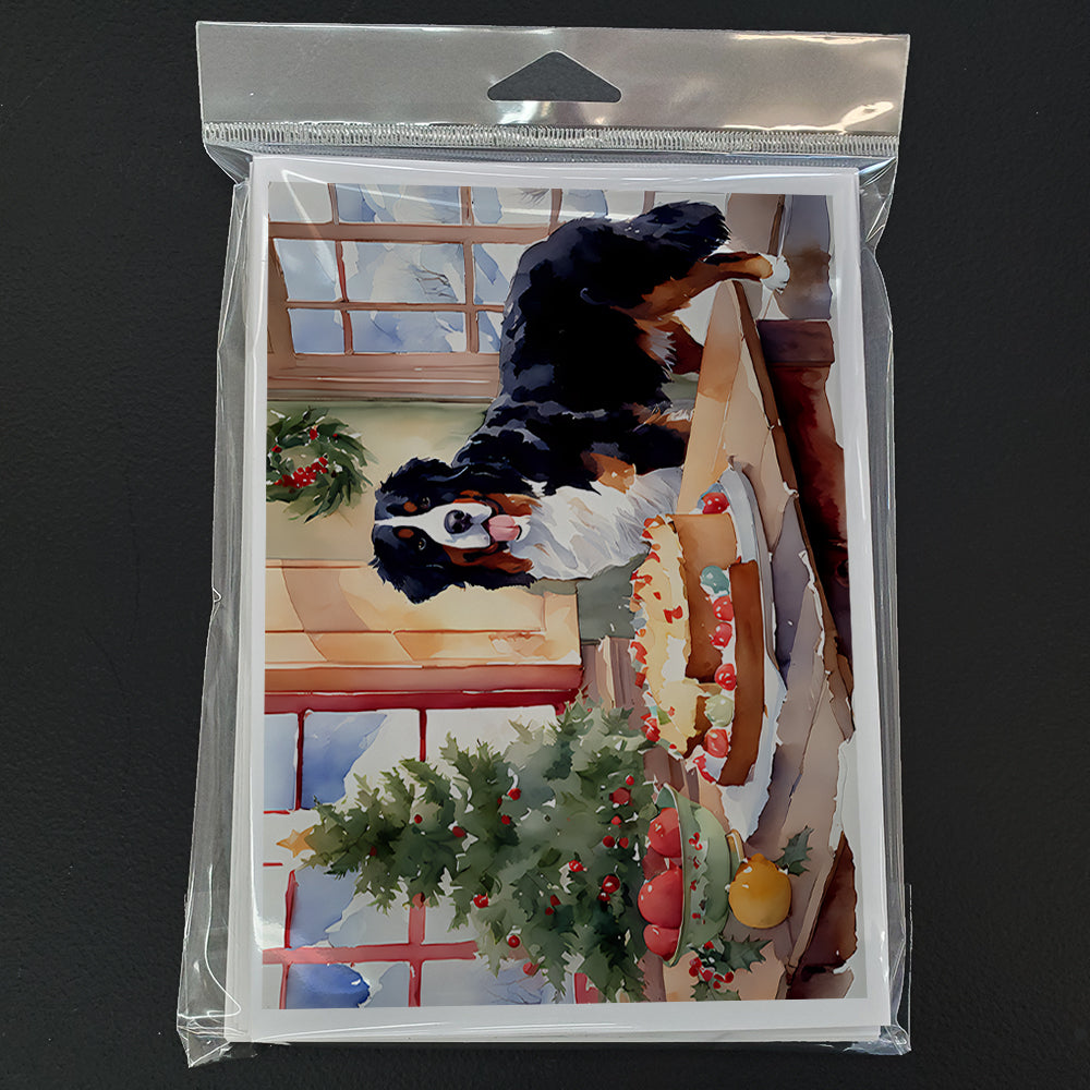 Bernese Mountain Dog Christmas Cookies Greeting Cards Pack of 8 Blank Cards with Envelopes Whimsical A7 Size 5x7