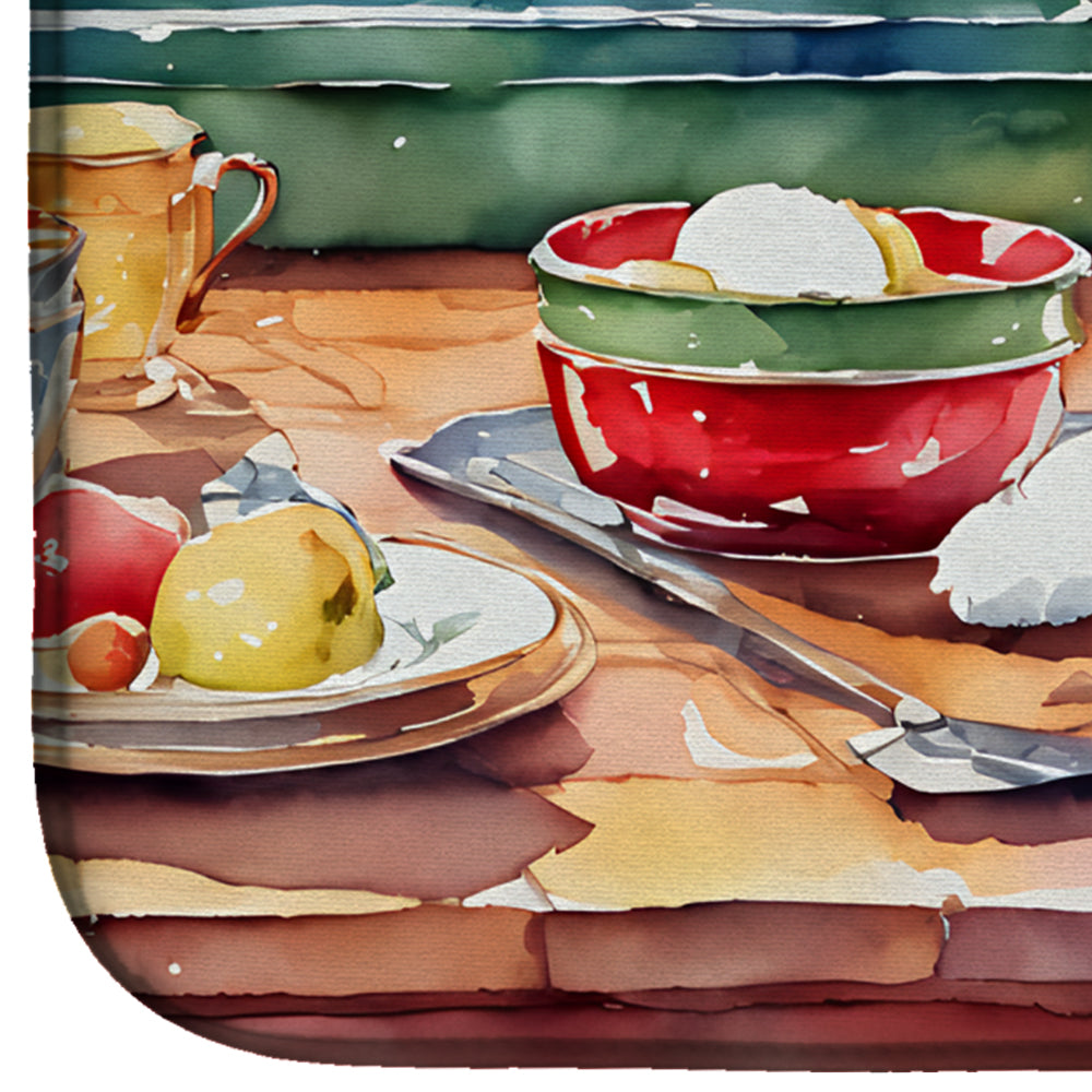 Bichon Frise Christmas Cookies Dish Drying Mat Absorbent Dish Drying Mat Pad for Kitchen Counter Dish Drainer Mat for Countertop, 14 x 21", Multicolor
