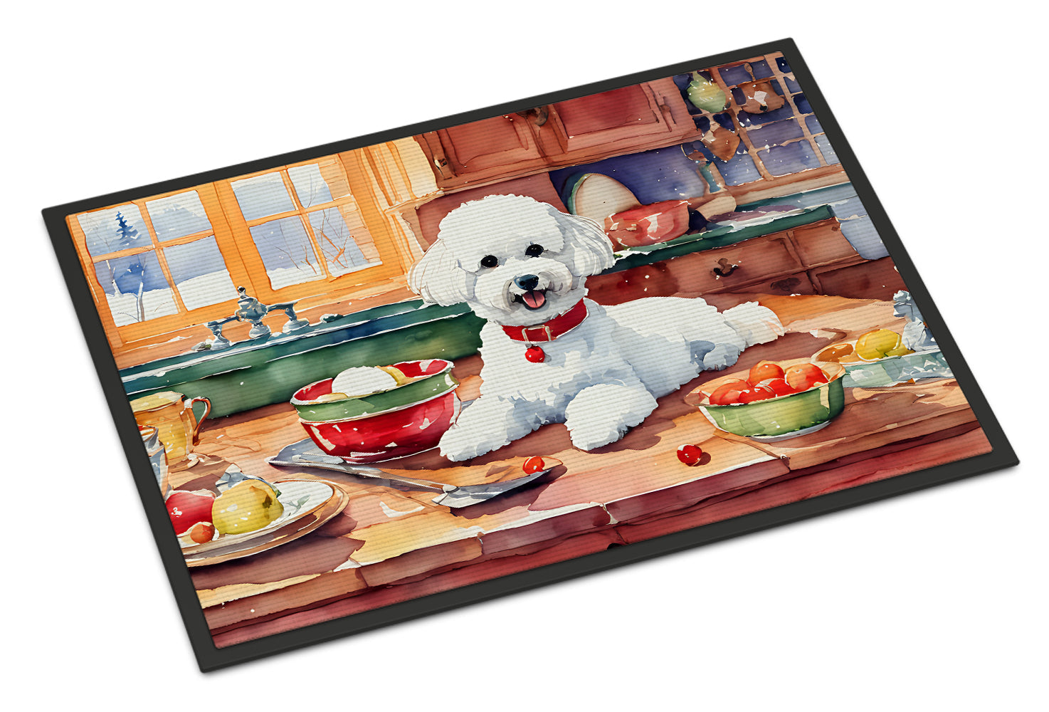 Bichon Frise Christmas Cookies Doormat Indoor Outdoor 24H X 36W Front Door Mat Rugs for Entryway, Non Slip Washable Low Pile,