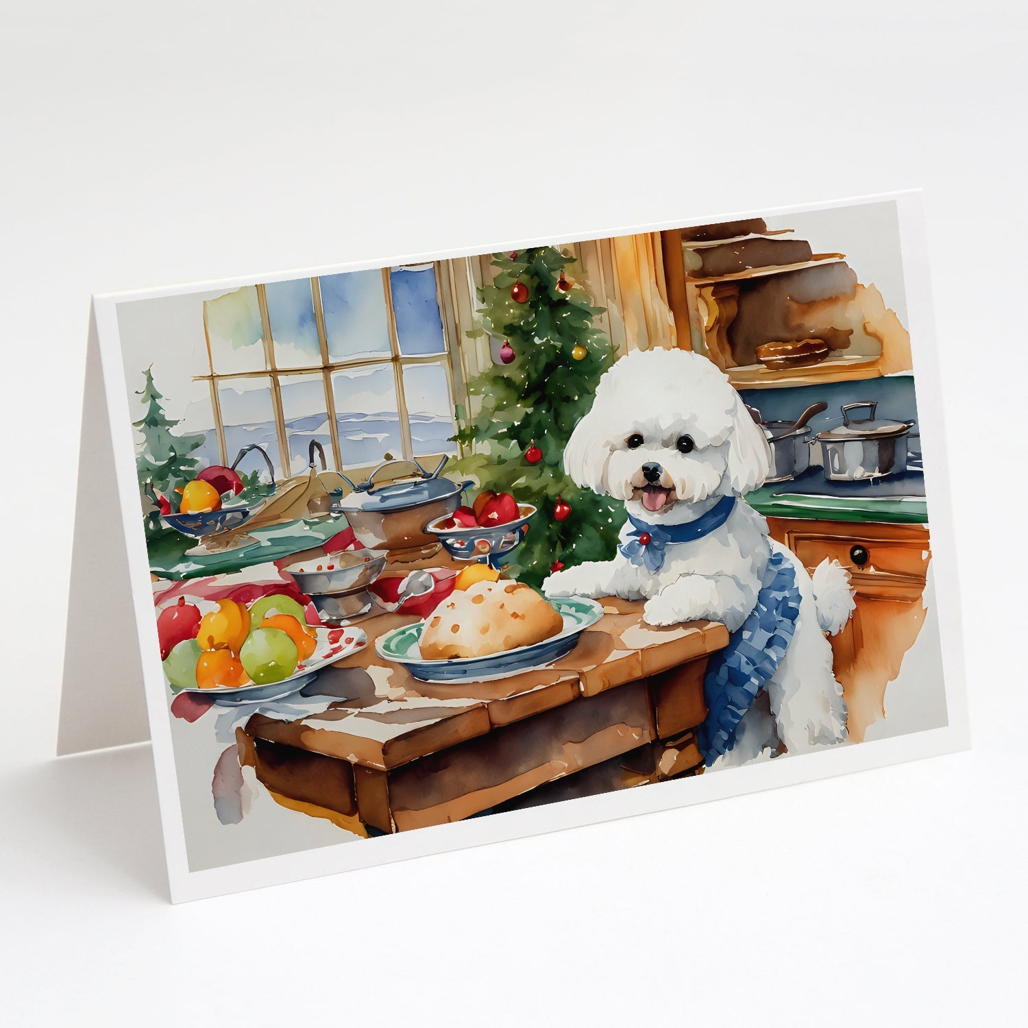 Bichon Frise Christmas Cookies Greeting Cards Pack of 8 Blank Cards with Envelopes Whimsical A7 Size 5x7