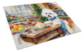 Bichon Frise Christmas Cookies Cutting Board Tempered Glass Kitchen Cutting Surface, Heat Resistant Chopping, Non-Slip Feet, Food Prep & Serving