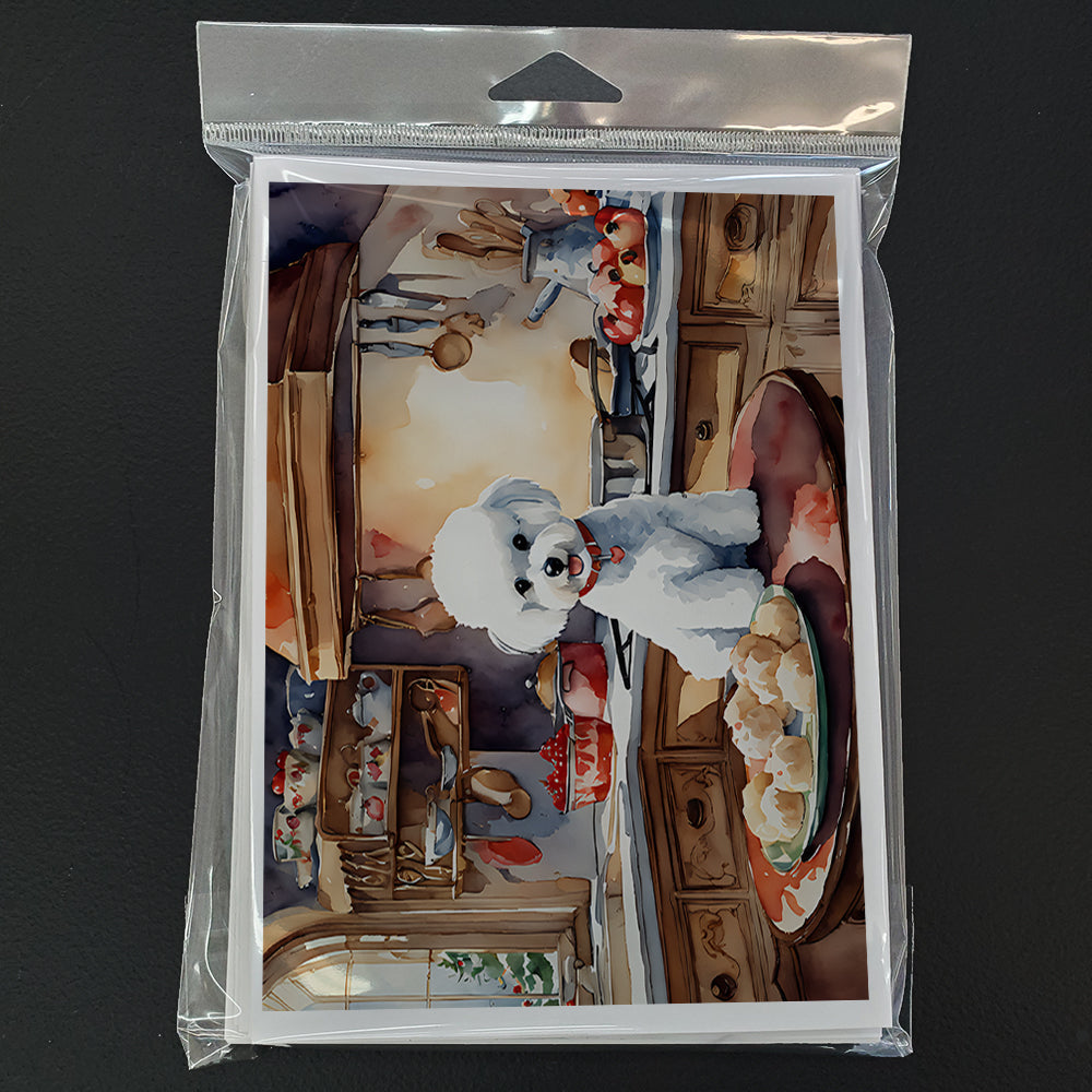 Bichon Frise Christmas Cookies Greeting Cards Pack of 8 Blank Cards with Envelopes Whimsical A7 Size 5x7