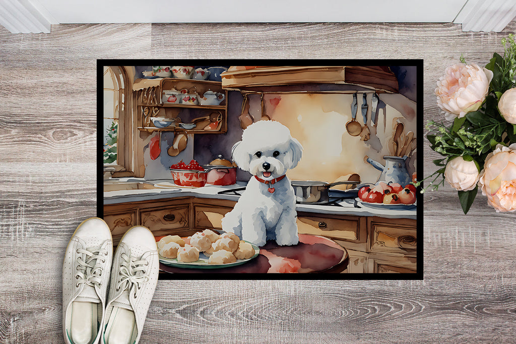 Bichon Frise Christmas Cookies Doormat Indoor Outdoor 24H X 36W Front Door Mat Rugs for Entryway, Non Slip Washable Low Pile,