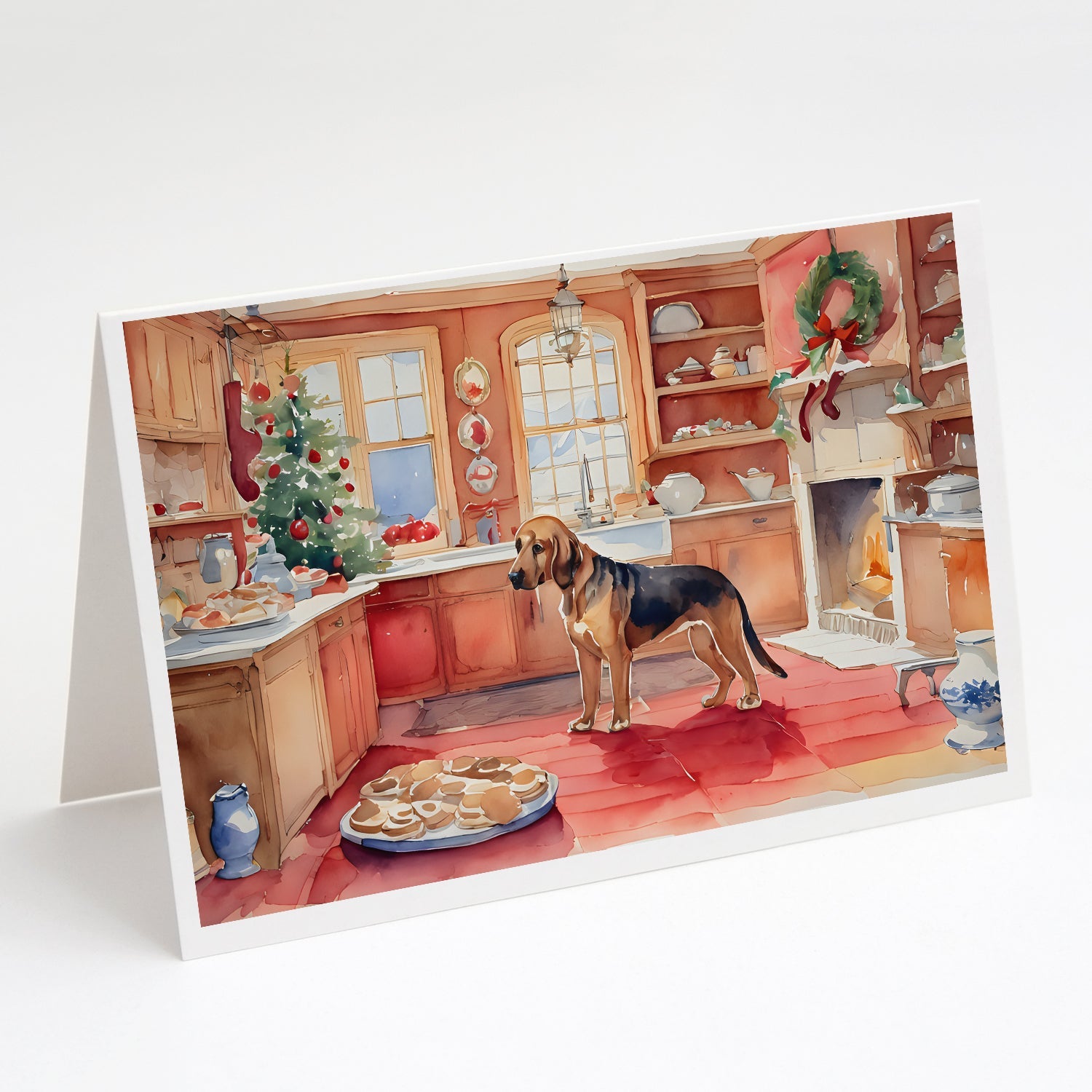 Bloodhound Christmas Cookies Greeting Cards Pack of 8 Blank Cards with Envelopes Whimsical A7 Size 5x7