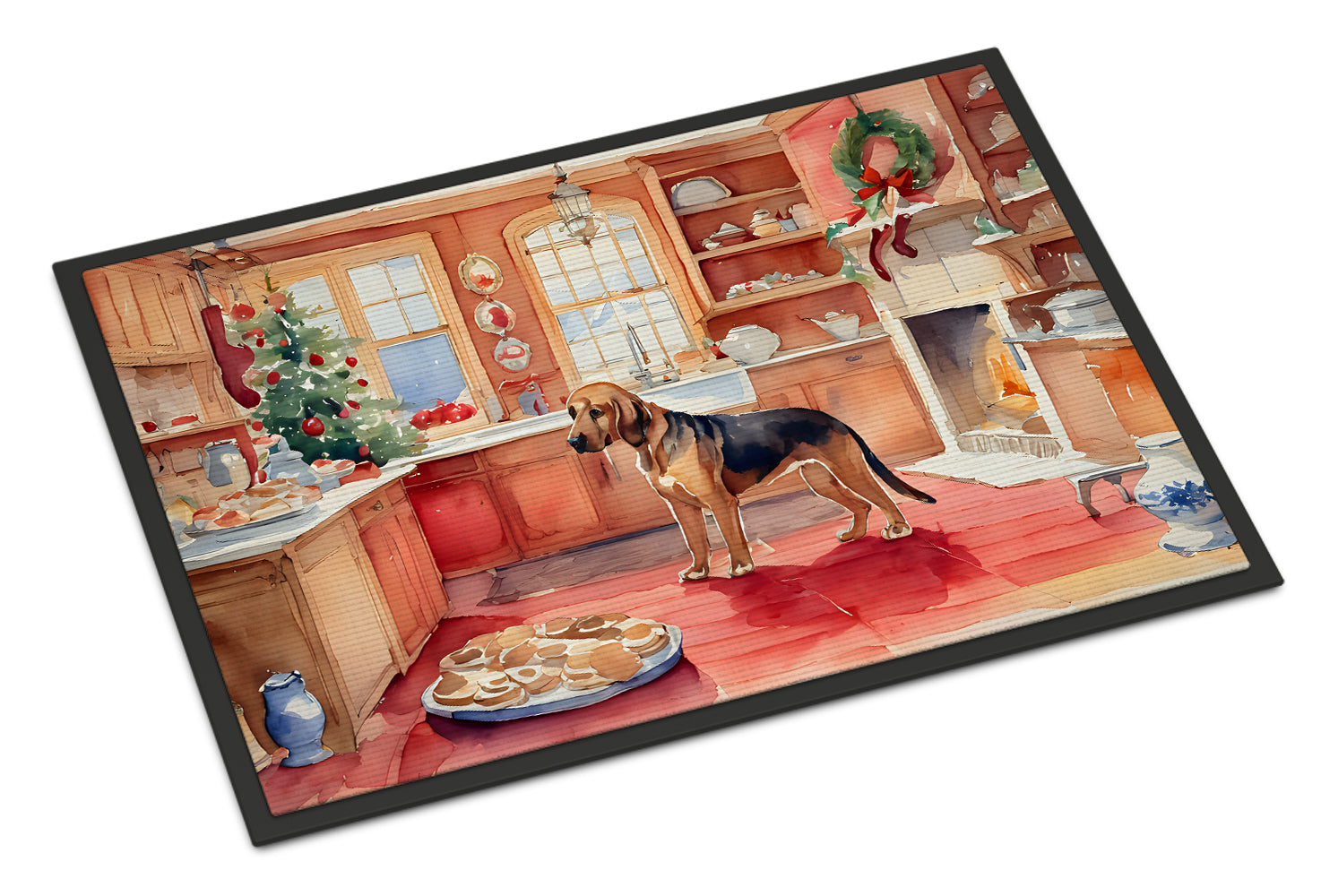 Bloodhound Christmas Cookies Doormat Indoor Outdoor 24H X 36W Front Door Mat Rugs for Entryway, Non Slip Washable Low Pile,