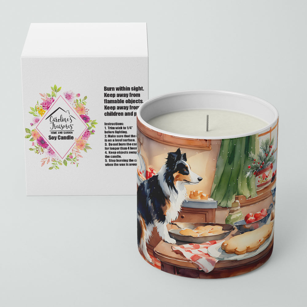 Border Collie Christmas Cookies Decorative Soy Candle Nature Soy Wax Essential Oil Home Decor Ideal for Bedroom Kitchen Bath Office Gift, 10 oz