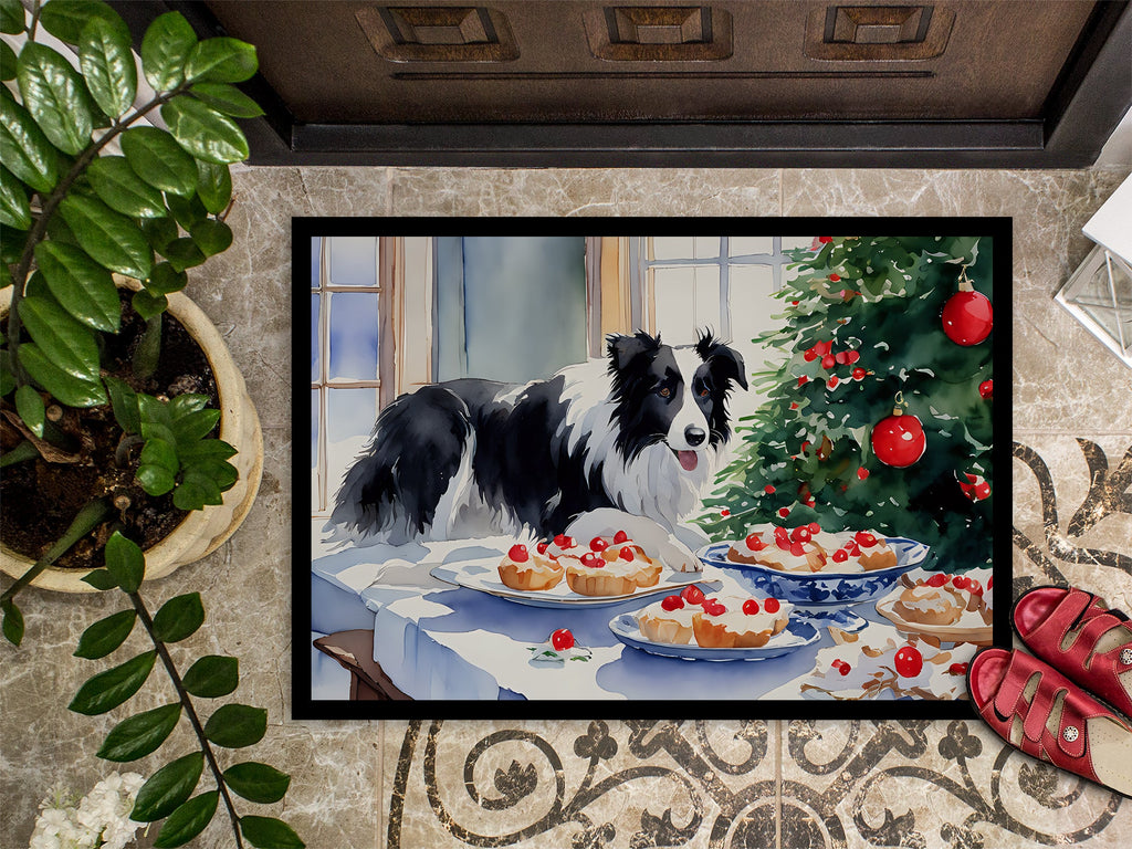 Border Collie Christmas Cookies Doormat Indoor Outdoor 24H X 36W Front Door Mat Rugs for Entryway, Non Slip Washable Low Pile,