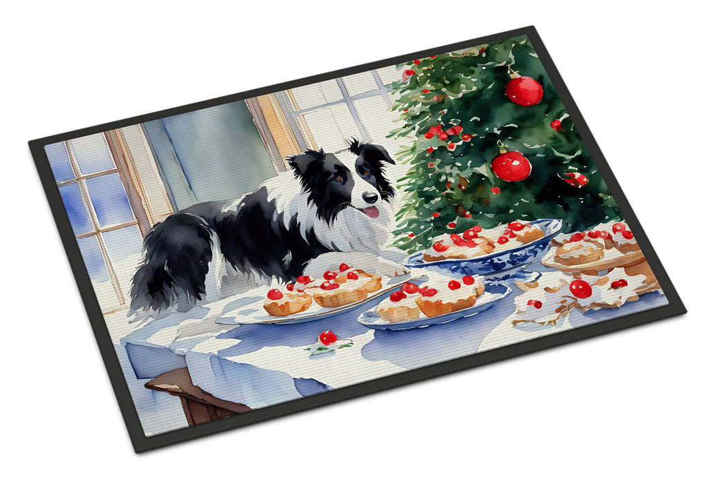 Border Collie Christmas Cookies Doormat Indoor Outdoor 18H X 27W Front Door Mat Rugs for Entryway, Non Slip Washable