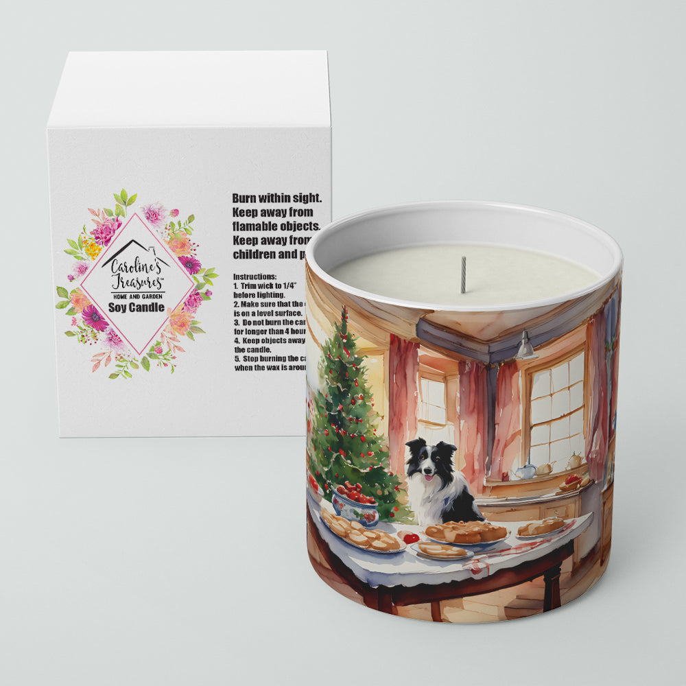 Border Collie Christmas Cookies Decorative Soy Candle Nature Soy Wax Essential Oil Home Decor Ideal for Bedroom Kitchen Bath Office Gift, 10 oz