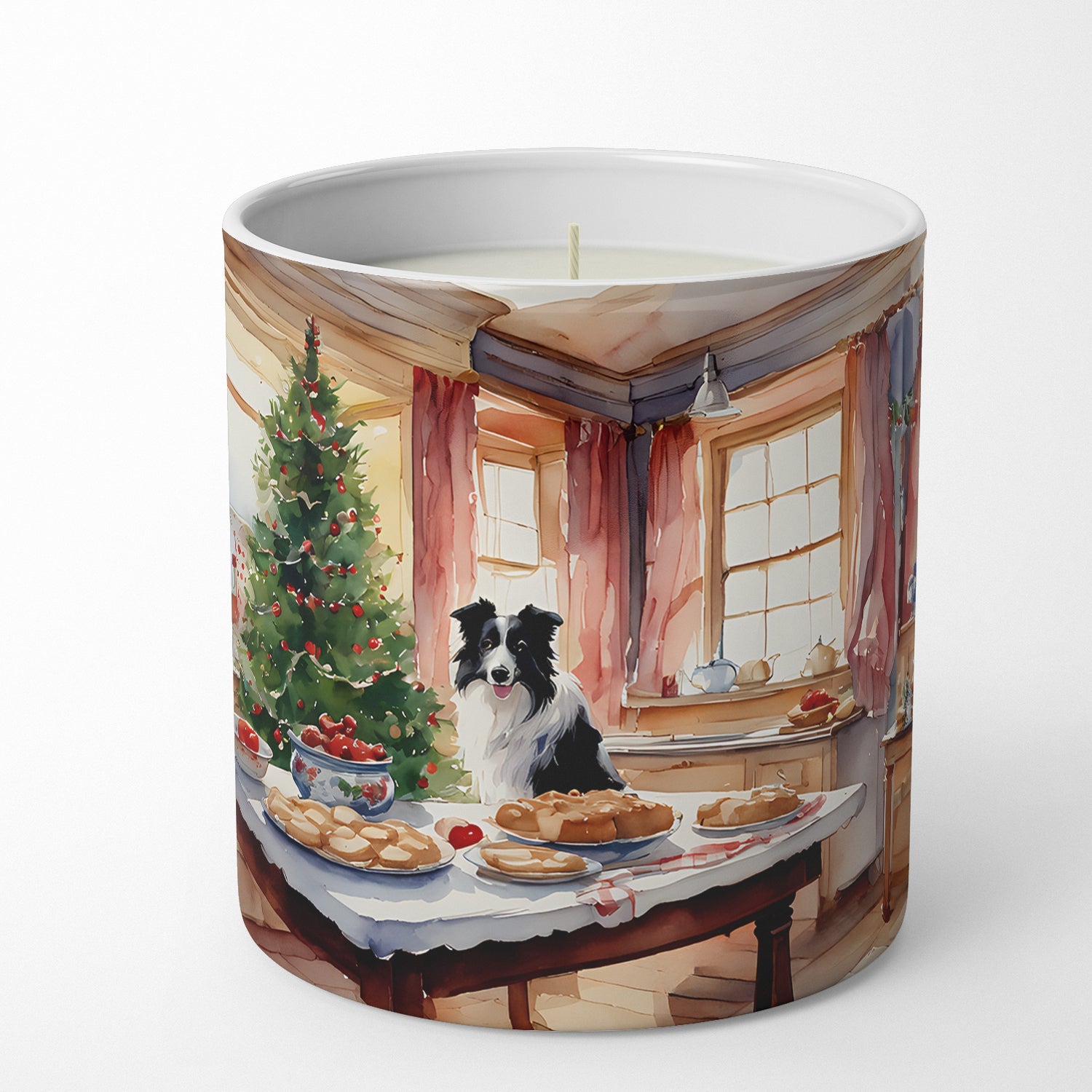Border Collie Christmas Cookies Decorative Soy Candle Nature Soy Wax Essential Oil Home Decor Ideal for Bedroom Kitchen Bath Office Gift, 10 oz