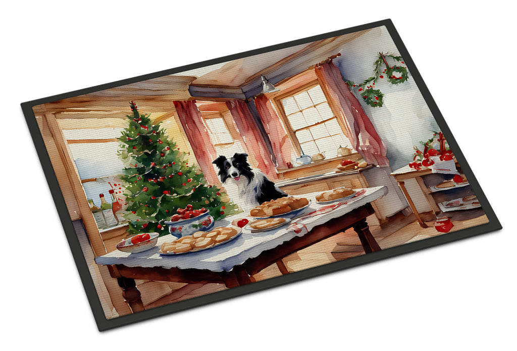 Border Collie Christmas Cookies Doormat Indoor Outdoor 24H X 36W Front Door Mat Rugs for Entryway, Non Slip Washable Low Pile,
