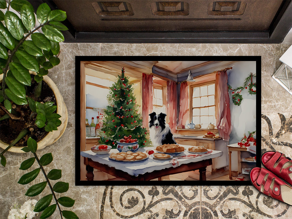 Border Collie Christmas Cookies Doormat Indoor Outdoor 24H X 36W Front Door Mat Rugs for Entryway, Non Slip Washable Low Pile,
