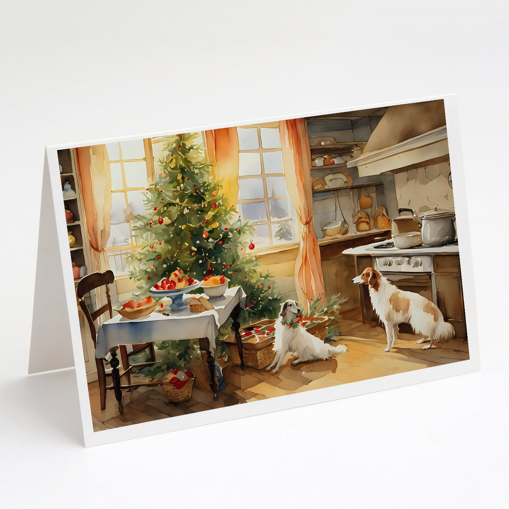 Borzoi Christmas Cookies Greeting Cards Pack of 8 Blank Cards with Envelopes Whimsical A7 Size 5x7
