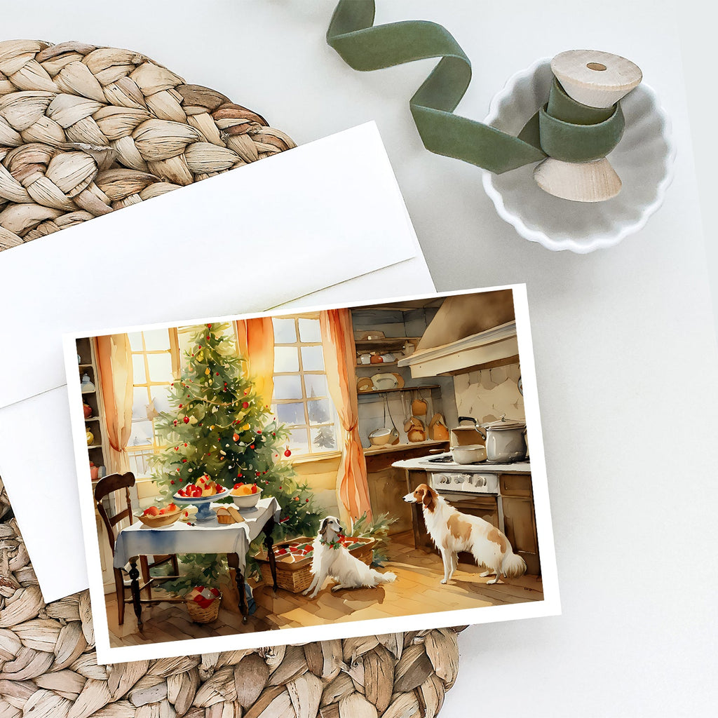 Borzoi Christmas Cookies Greeting Cards Pack of 8 Blank Cards with Envelopes Whimsical A7 Size 5x7