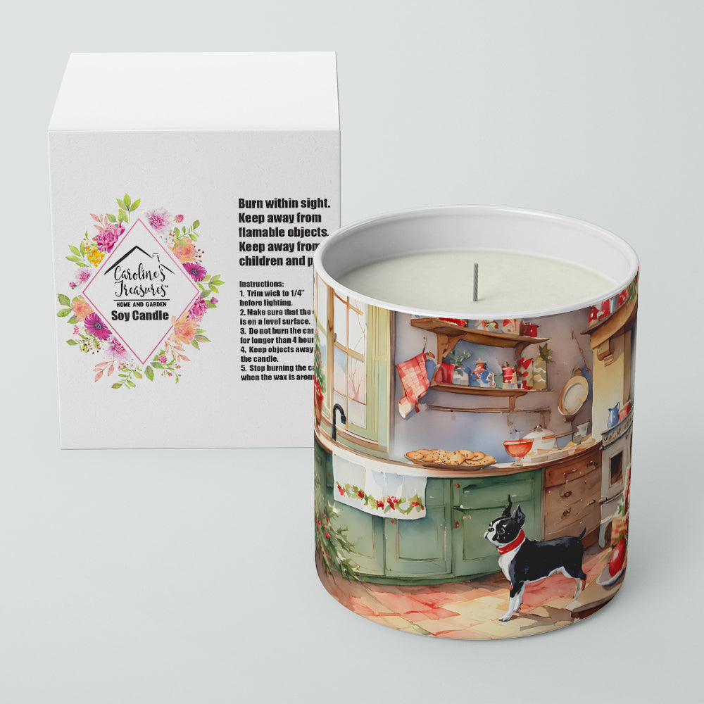 Boston Terrier Christmas Cookies Decorative Soy Candle Nature Soy Wax Essential Oil Home Decor Ideal for Bedroom Kitchen Bath Office Gift, 10 oz