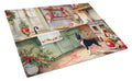 Boston Terrier Christmas Cookies Cutting Board Tempered Glass Kitchen Cutting Surface, Heat Resistant Chopping, Non-Slip Feet, Food Prep & Serving