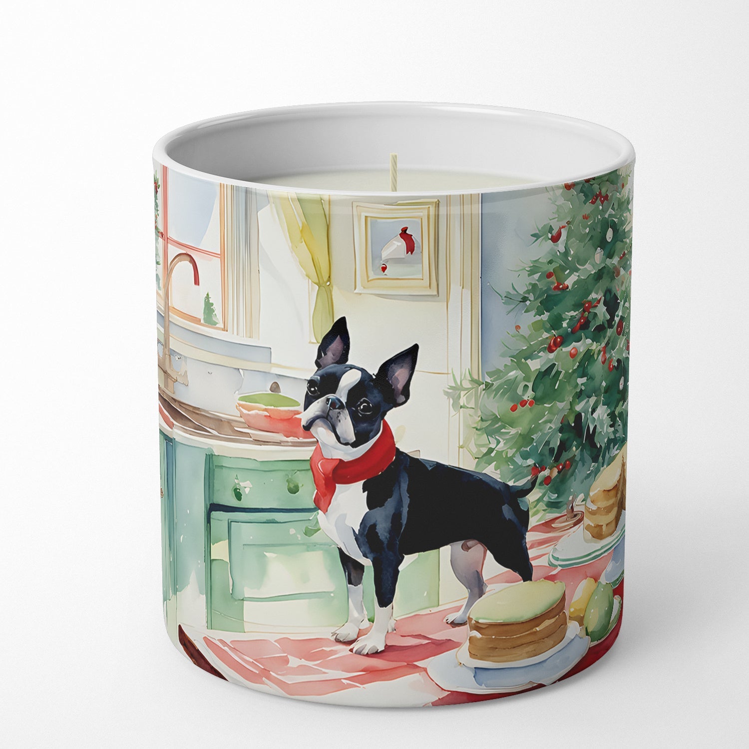 Boston Terrier Christmas Cookies Decorative Soy Candle Nature Soy Wax Essential Oil Home Decor Ideal for Bedroom Kitchen Bath Office Gift, 10 oz