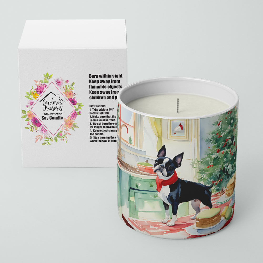 Boston Terrier Christmas Cookies Decorative Soy Candle Nature Soy Wax Essential Oil Home Decor Ideal for Bedroom Kitchen Bath Office Gift, 10 oz