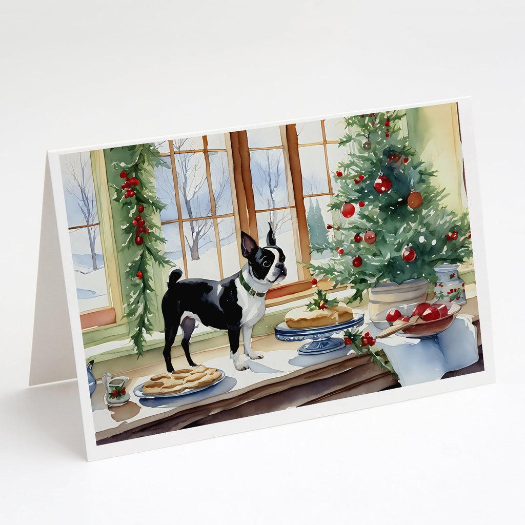 Boston Terrier Christmas Cookies Greeting Cards Pack of 8 Blank Cards with Envelopes Whimsical A7 Size 5x7