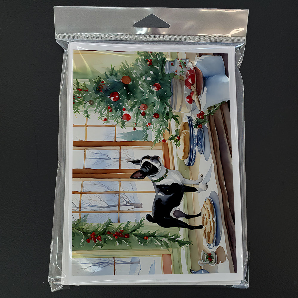Boston Terrier Christmas Cookies Greeting Cards Pack of 8 Blank Cards with Envelopes Whimsical A7 Size 5x7