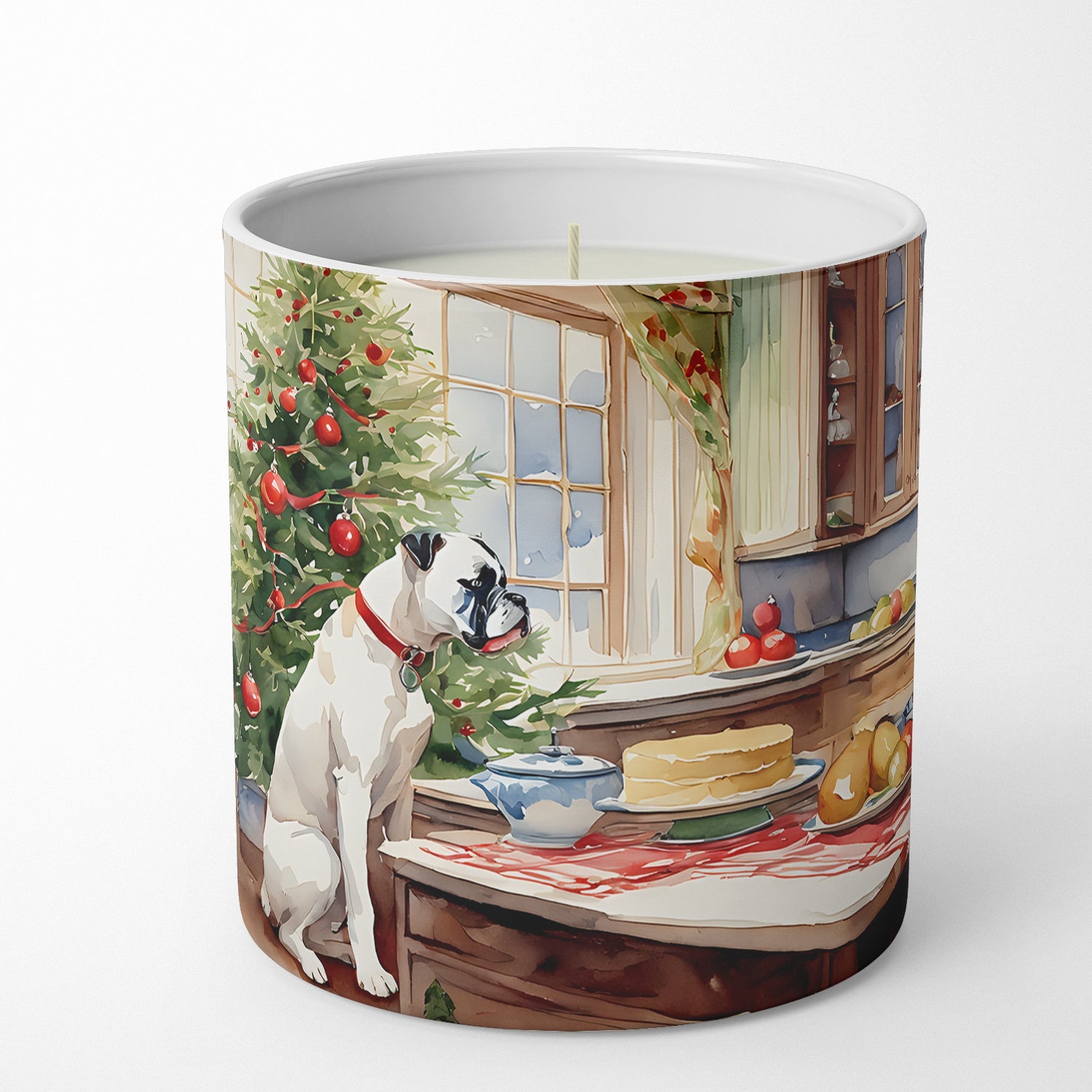 White Boxer Christmas Cookies Decorative Soy Candle Nature Soy Wax Essential Oil Home Decor Ideal for Bedroom Kitchen Bath Office Gift, 10 oz