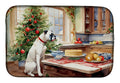 White Boxer Christmas Cookies Dish Drying Mat Absorbent Dish Drying Mat Pad for Kitchen Counter Dish Drainer Mat for Countertop, 14 x 21", Multicolor