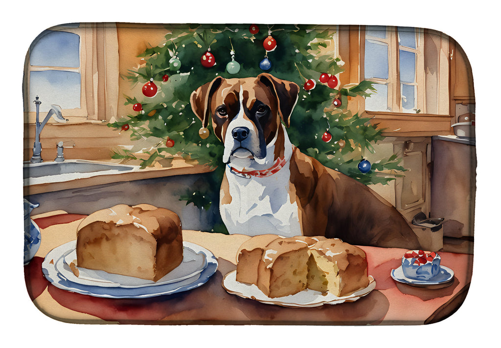 Boxer Christmas Cookies Dish Drying Mat Absorbent Dish Drying Mat Pad for Kitchen Counter Dish Drainer Mat for Countertop, 14 x 21", Multicolor