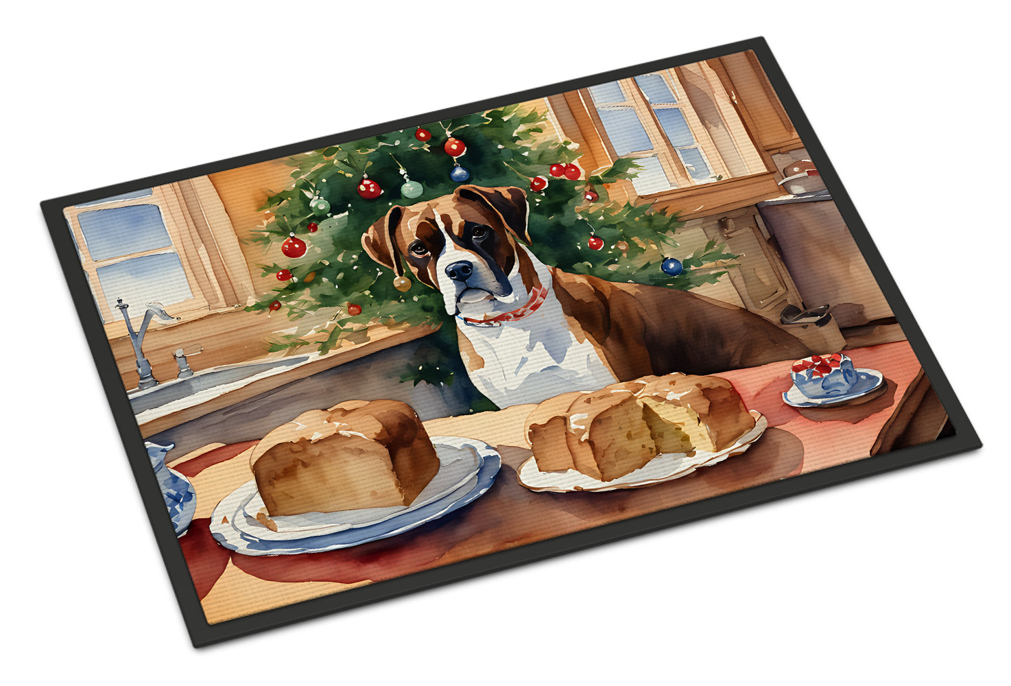 Boxer Christmas Cookies Doormat Indoor Outdoor 24H X 36W Front Door Mat Rugs for Entryway, Non Slip Washable Low Pile,