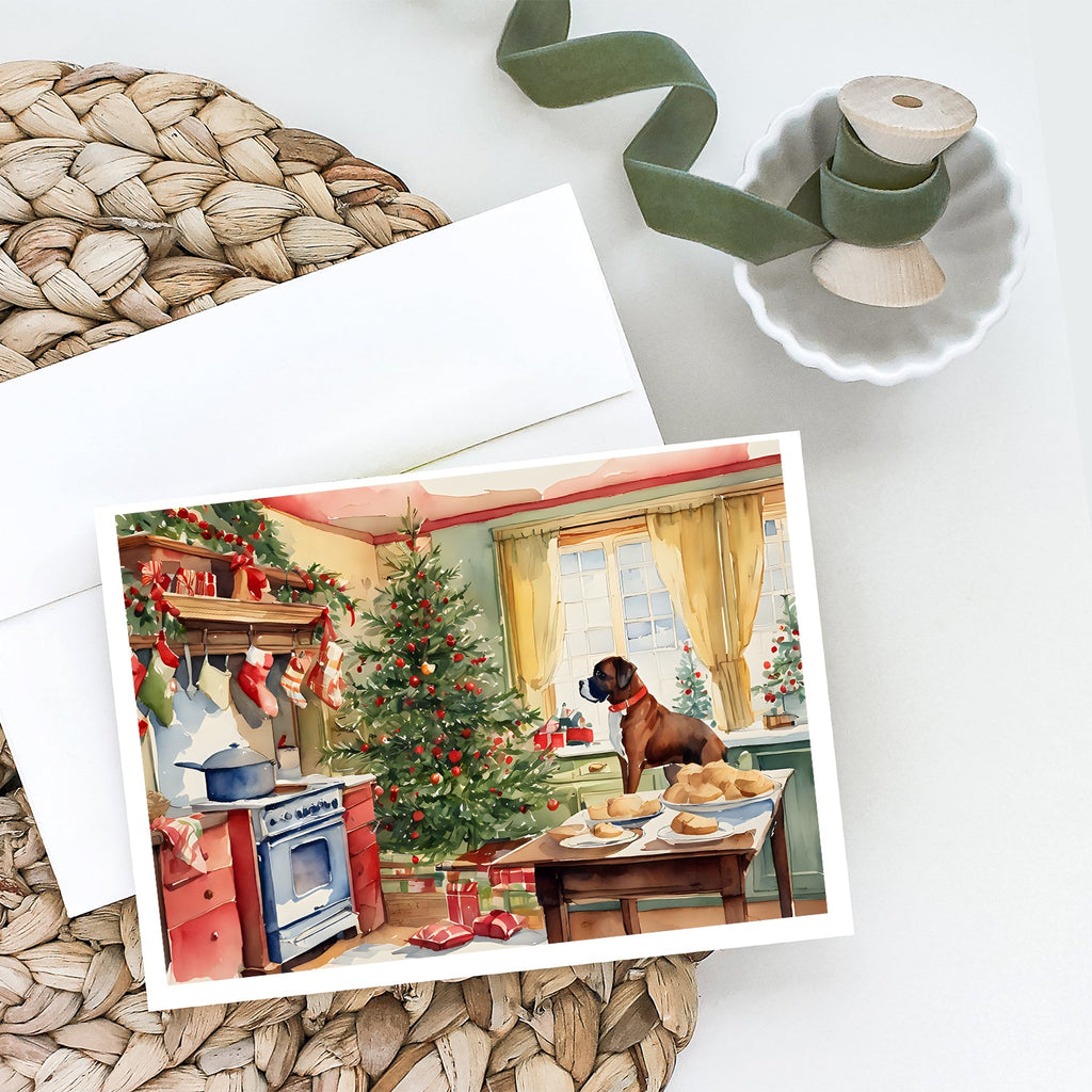 Boxer Christmas Cookies Greeting Cards Pack of 8 Blank Cards with Envelopes Whimsical A7 Size 5x7