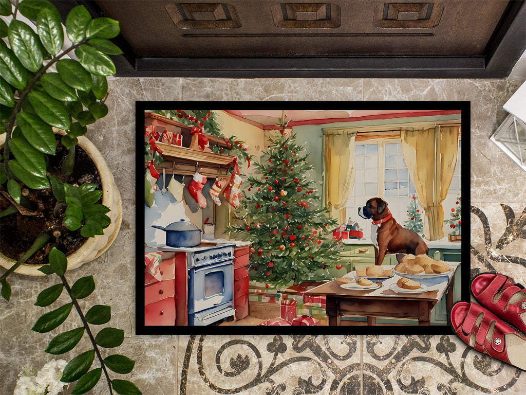Boxer Christmas Cookies Doormat Indoor Outdoor 24H X 36W Front Door Mat Rugs for Entryway, Non Slip Washable Low Pile,