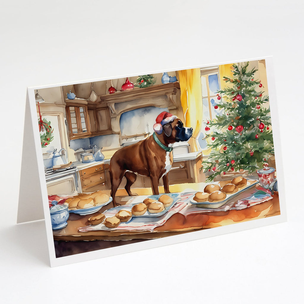 Boxer Christmas Cookies Greeting Cards Pack of 8 Blank Cards with Envelopes Whimsical A7 Size 5x7