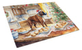 Boxer Christmas Cookies Cutting Board Tempered Glass Kitchen Cutting Surface, Heat Resistant Chopping, Non-Slip Feet, Food Prep & Serving