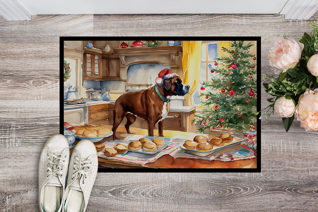 Boxer Christmas Cookies Doormat Indoor Outdoor 18H X 27W Front Door Mat Rugs for Entryway, Non Slip Washable