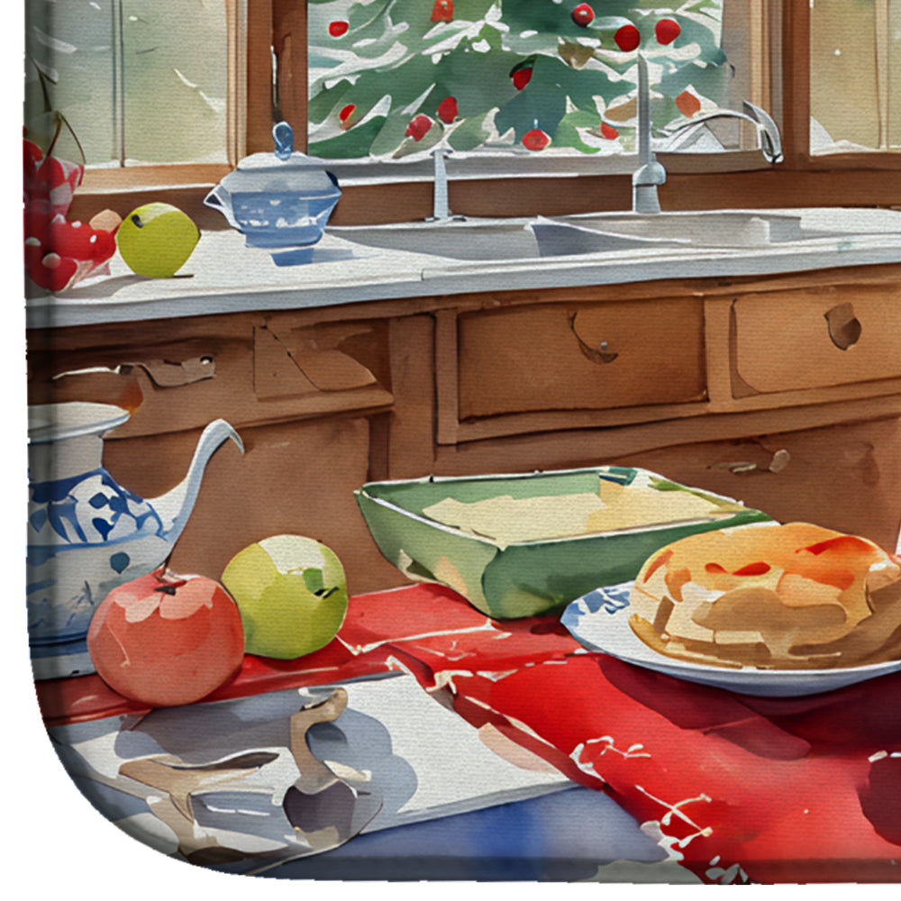 Boxer Christmas Cookies Dish Drying Mat Absorbent Dish Drying Mat Pad for Kitchen Counter Dish Drainer Mat for Countertop, 14 x 21", Multicolor