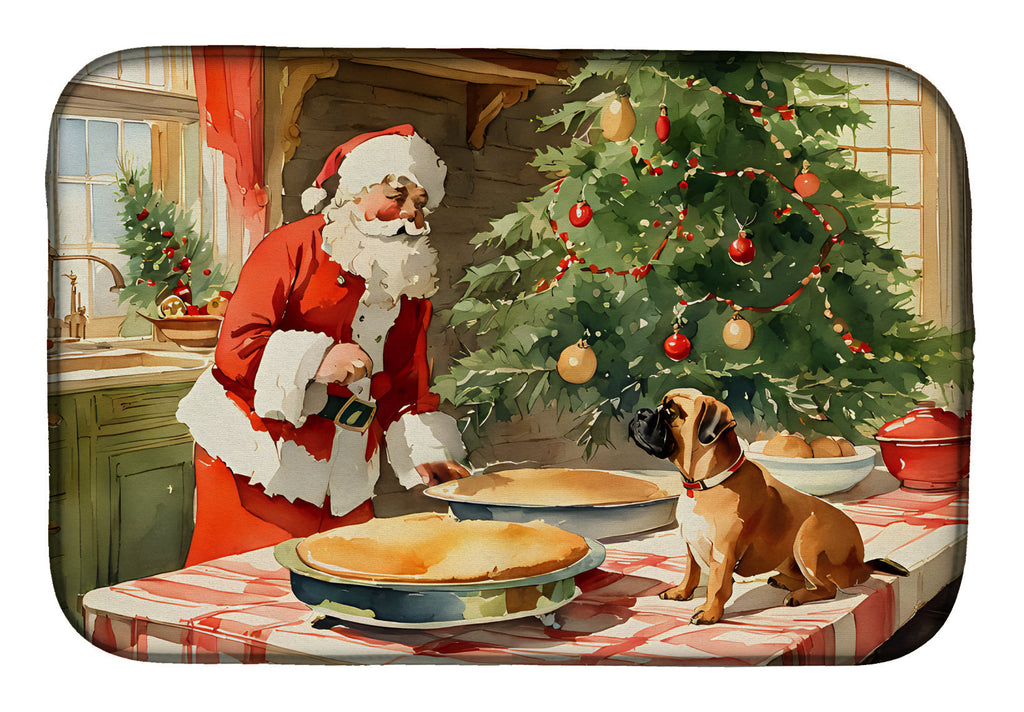 Bullmastiff Christmas Cookies Dish Drying Mat Absorbent Dish Drying Mat Pad for Kitchen Counter Dish Drainer Mat for Countertop, 14 x 21", Multicolor