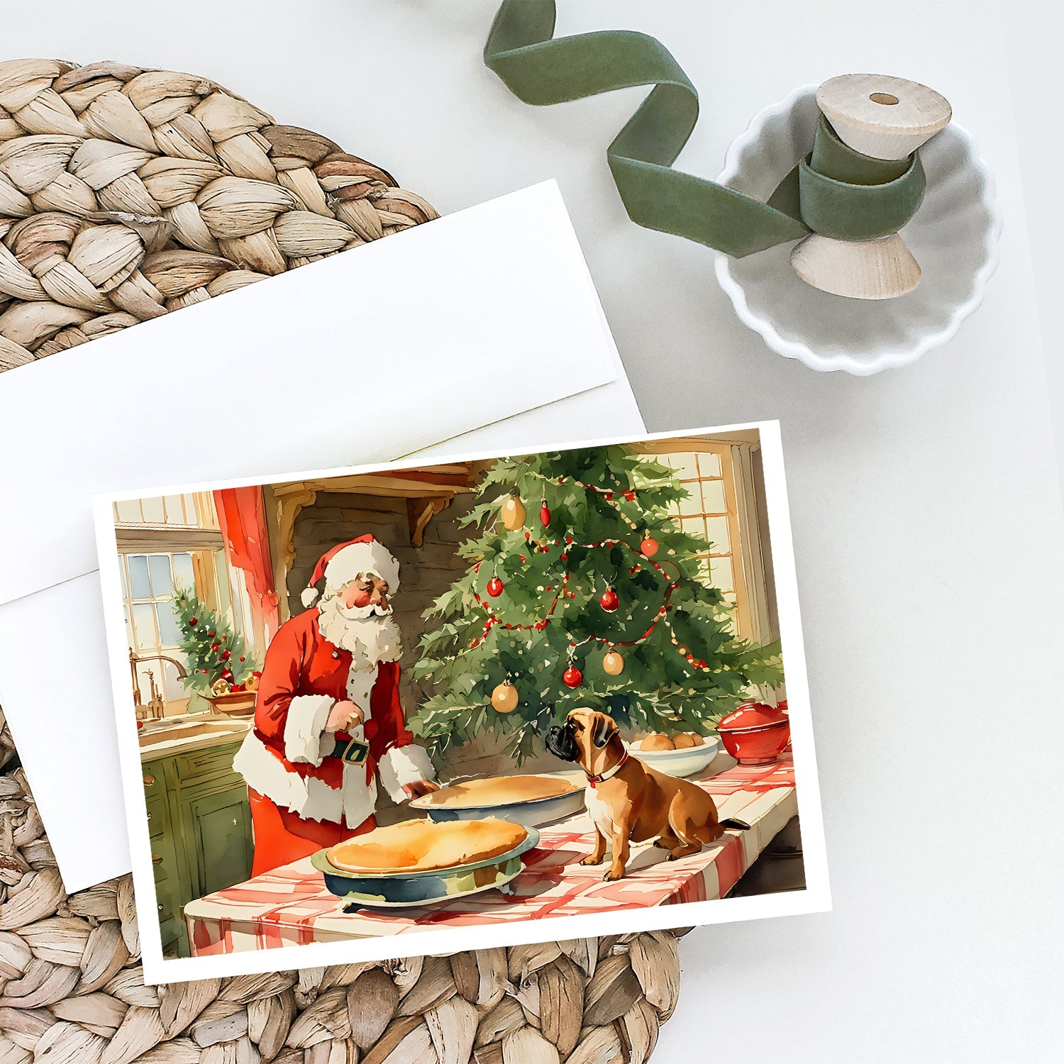 Bullmastiff Christmas Cookies Greeting Cards Pack of 8 Blank Cards with Envelopes Whimsical A7 Size 5x7