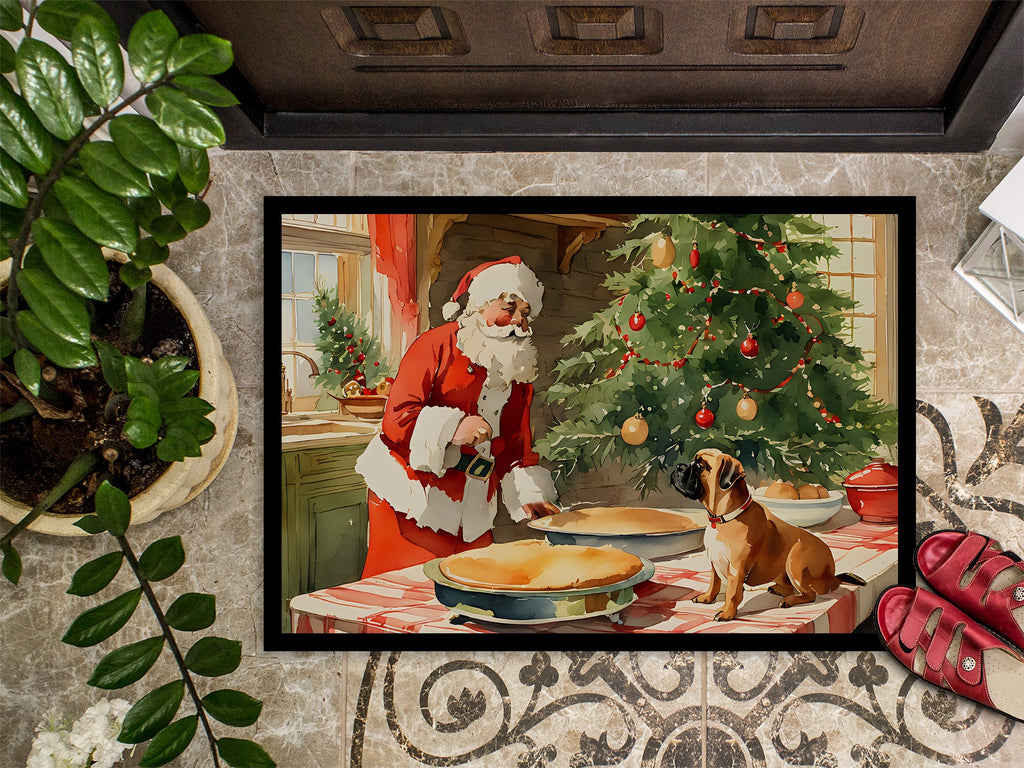 Bullmastiff Christmas Cookies Doormat Indoor Outdoor 18H X 27W Front Door Mat Rugs for Entryway, Non Slip Washable