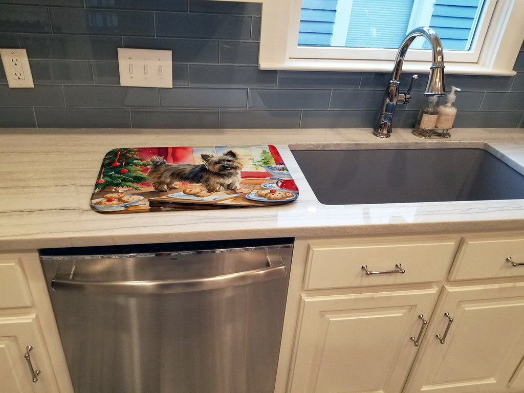 Cairn Terrier Christmas Cookies Dish Drying Mat Absorbent Dish Drying Mat Pad for Kitchen Counter Dish Drainer Mat for Countertop, 14 x 21", Multicolor