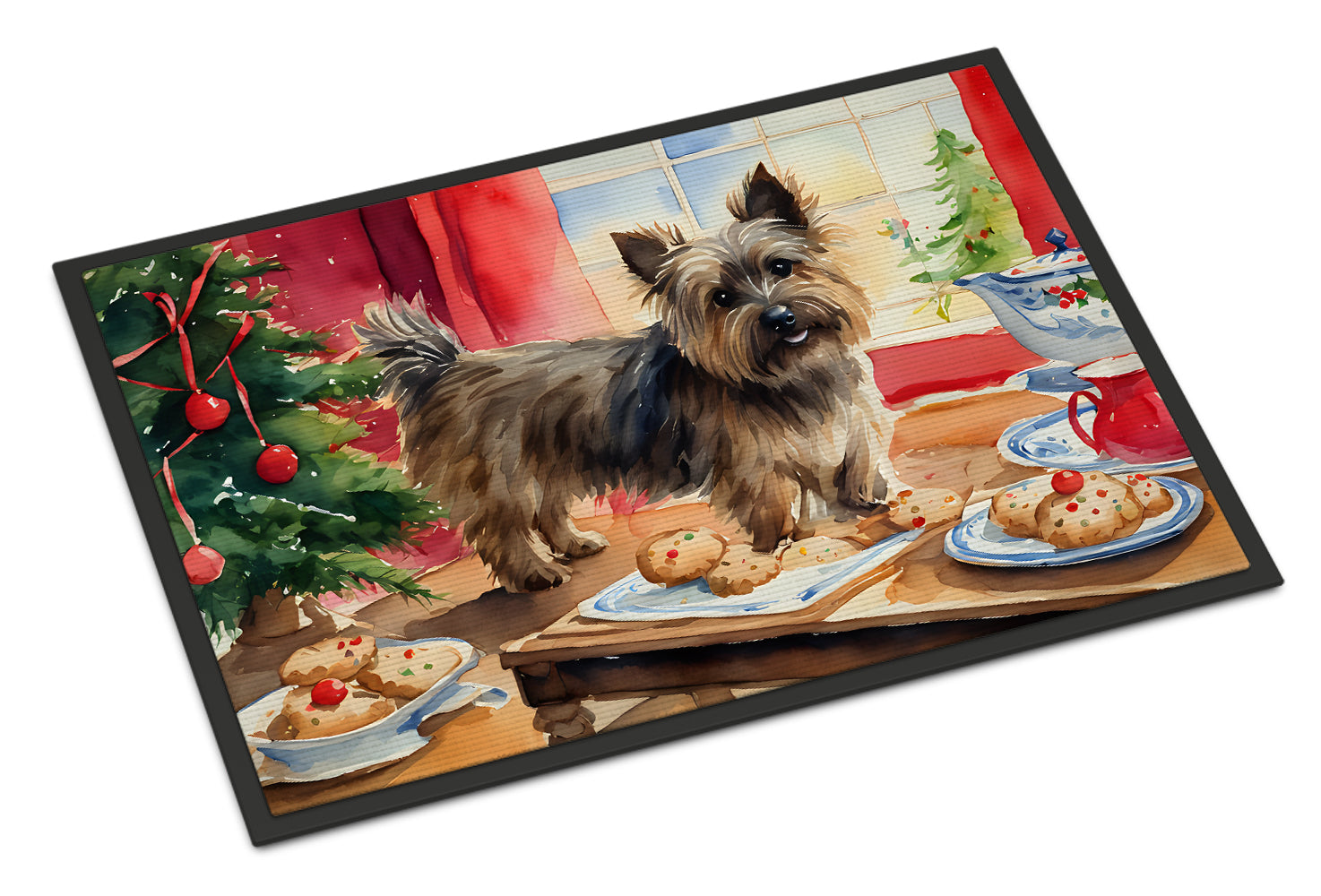 Cairn Terrier Christmas Cookies Doormat Indoor Outdoor 24H X 36W Front Door Mat Rugs for Entryway, Non Slip Washable Low Pile,