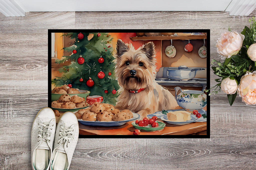 Cairn Terrier Christmas Cookies Doormat Indoor Outdoor 18H X 27W Front Door Mat Rugs for Entryway, Non Slip Washable