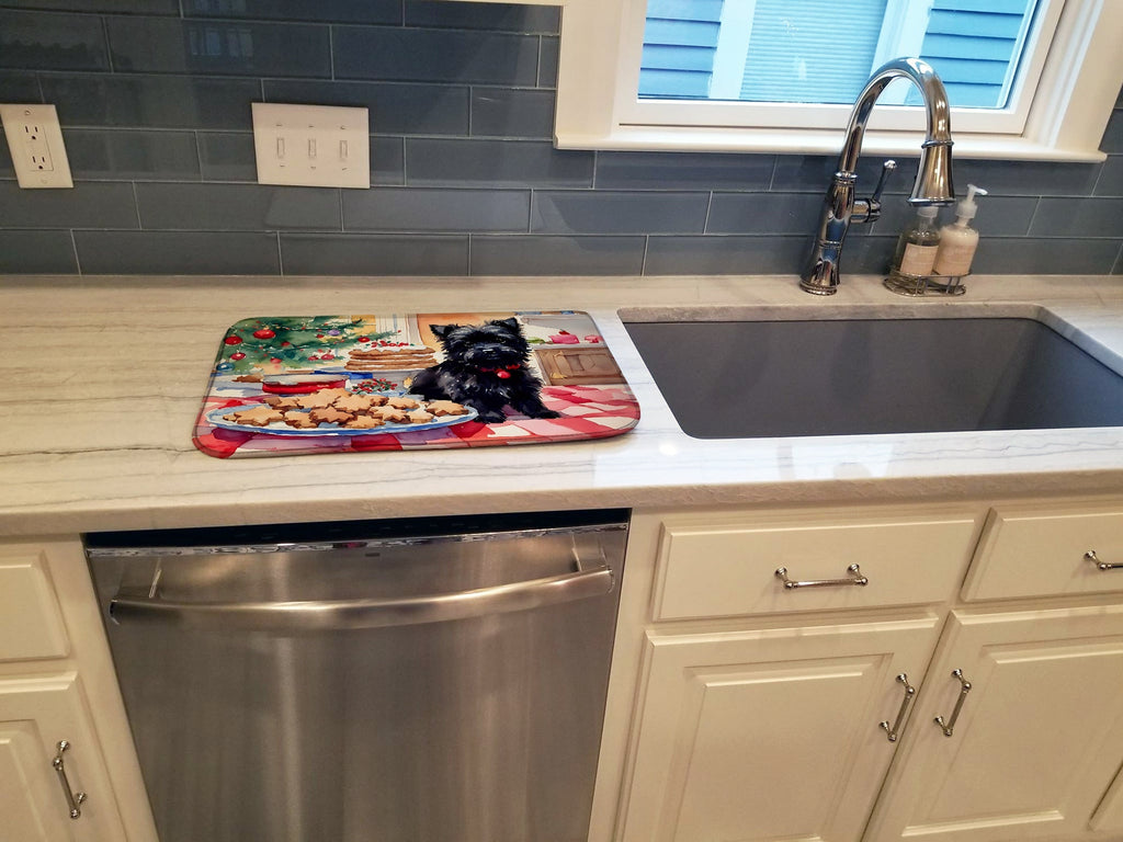 Cairn Terrier Christmas Cookies Dish Drying Mat Absorbent Dish Drying Mat Pad for Kitchen Counter Dish Drainer Mat for Countertop, 14 x 21", Multicolor