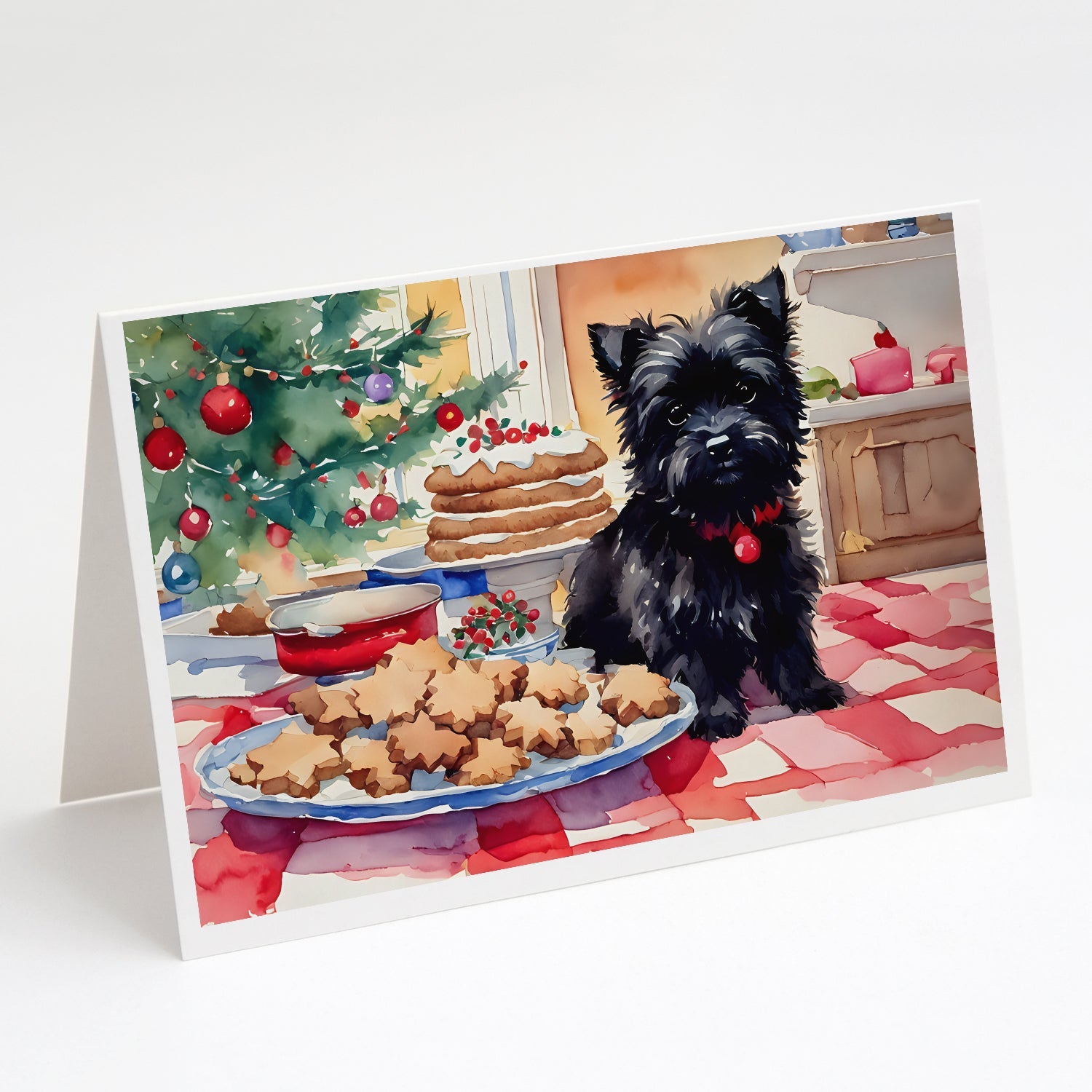 Cairn Terrier Christmas Cookies Greeting Cards Pack of 8 Blank Cards with Envelopes Whimsical A7 Size 5x7