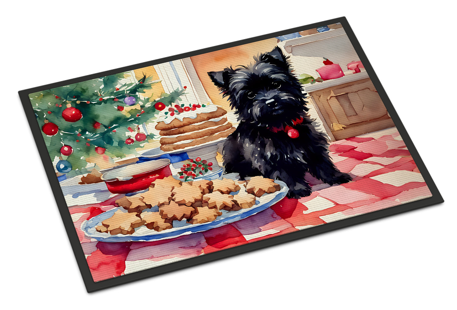 Cairn Terrier Christmas Cookies Doormat Indoor Outdoor 24H X 36W Front Door Mat Rugs for Entryway, Non Slip Washable Low Pile,
